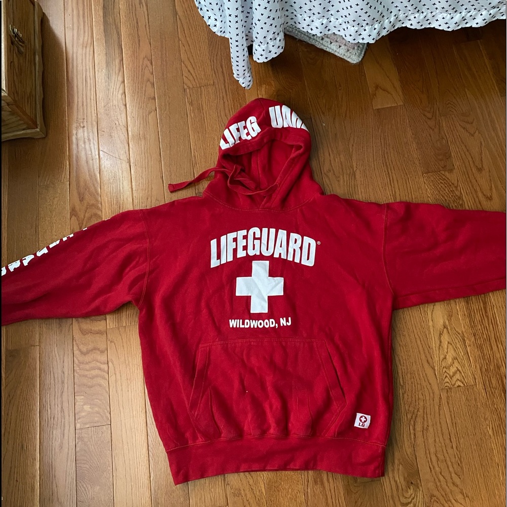 A lifeguard sweatshirt from wildwood New Jersey.